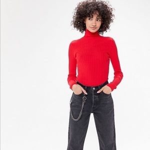 Urban Outfitters Red Ribbed Turtleneck